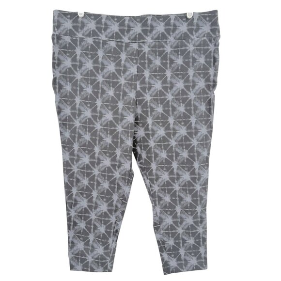Terra & Sky Women's Shibory Grey Soot Capri Legging Plus Size 2X (20W-22W) NWT - Picture 1 of 12
